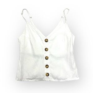 Reformation Button Front Linen Tank Top XS
